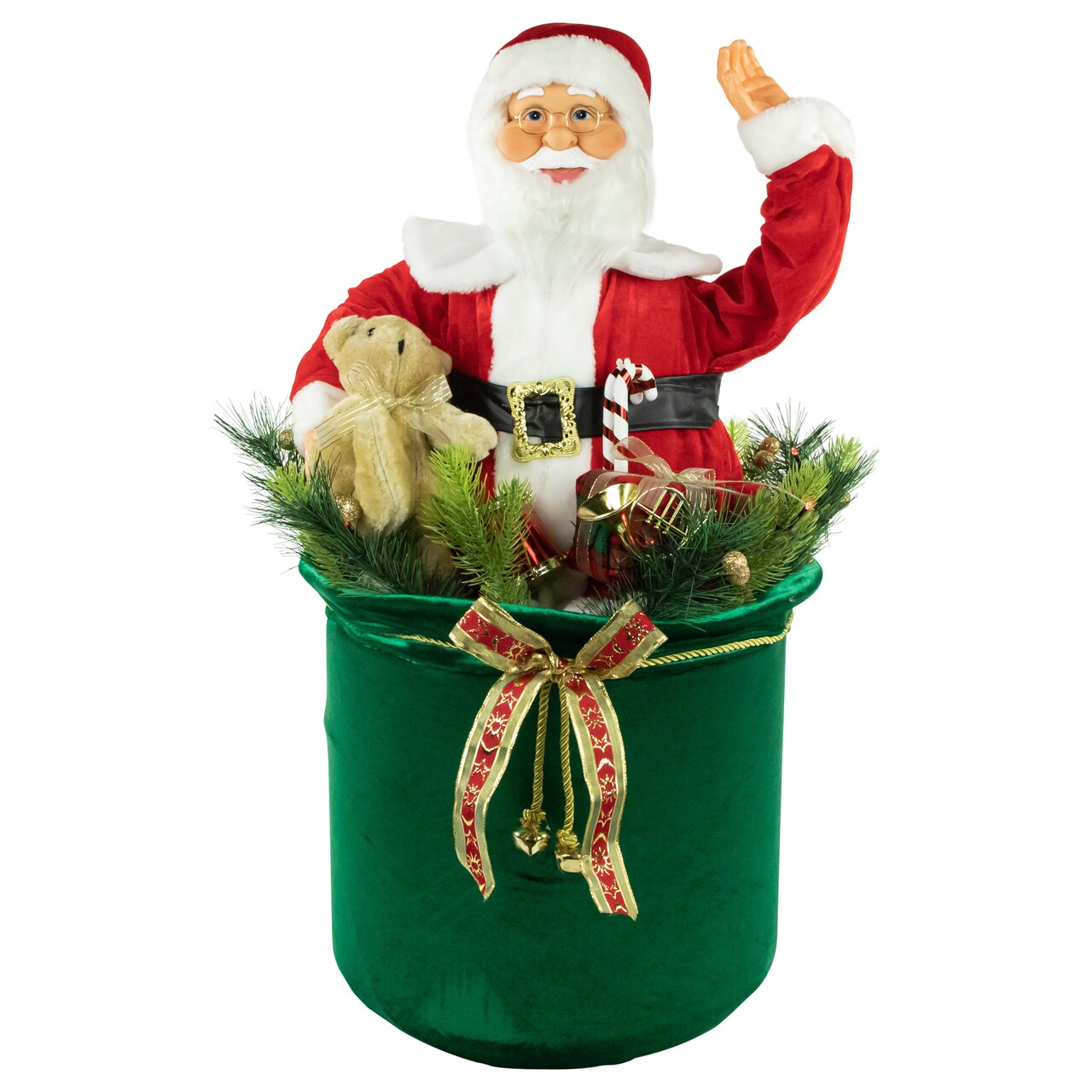 Northlight 32&#x22; LED Lighted and Animated Gift Bag with Santa Claus Christmas Figure